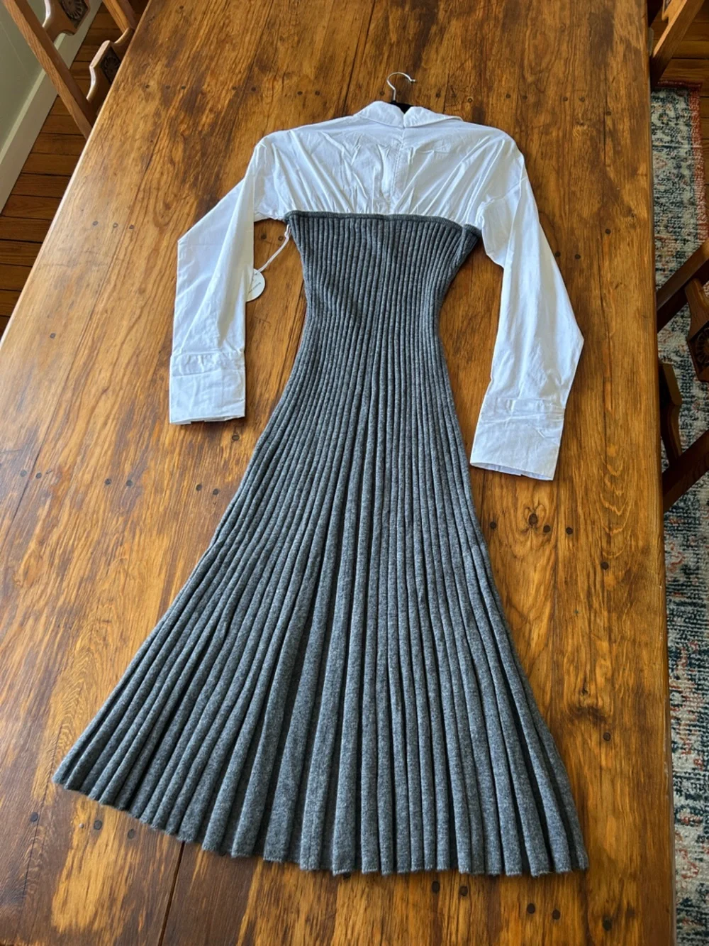STAUD Gray Ribbed Strapless Midi Dress - Picture 5 of 9